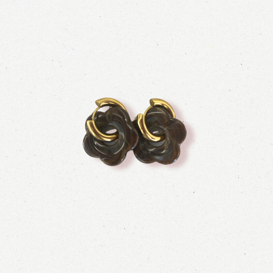 Brown Flower Resin Earrings