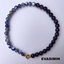 Load image into Gallery viewer, Dual Strength Necklace - Purple Tiger Stone &amp; Transparent Quartz - Lapis Lazuli
