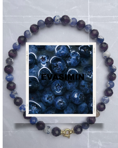 Dual Strength Necklace - Purple Tiger Stone & Transparent Quartz - Lapis Lazuli